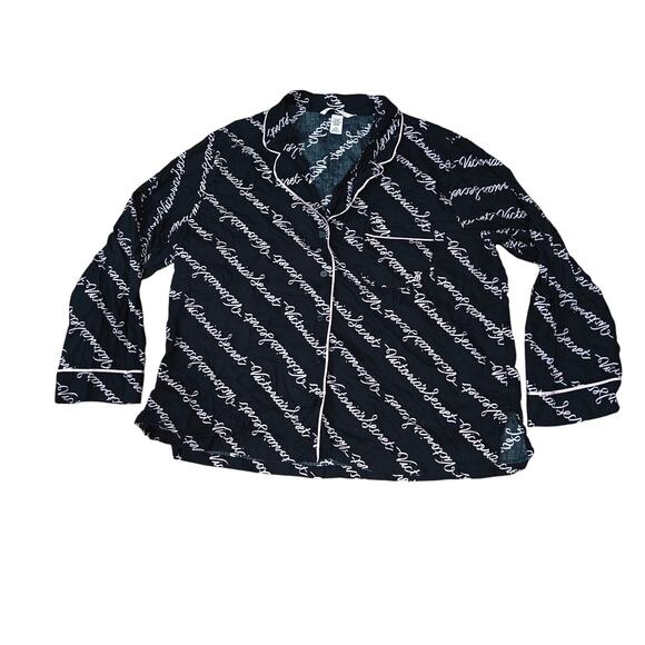 Victoria Secret Allover Signature Pink Black Pajama Set Women's Large - Picture 2 of 11